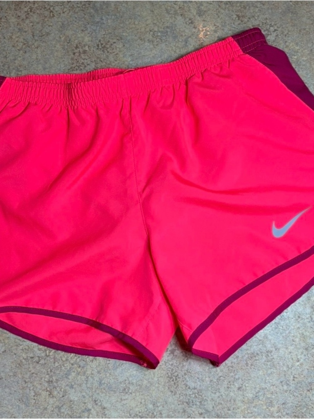 Nike Women's Hot Pink Athletic Running Shorts with Purple Trim